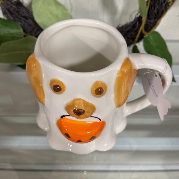 Halloween Ghost Dog Mug Trick or Treat Bag 🎃 Handpainted Ceramic Coffee Mug NWT - Picture 2 of 5